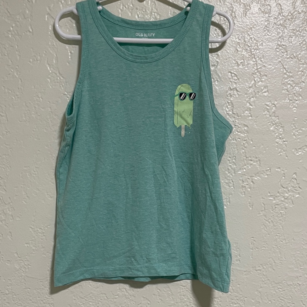 Old Navy Kids Teal Green Tank Top with Popsicle Graphic